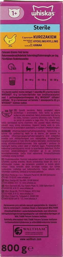 Whiskas Tørrfôr med kylling For voksne, steriliserte katter fra 1 år