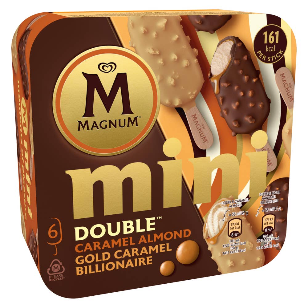 Magnum Mini double caramel almond & gold caramel billionaire 6 stk