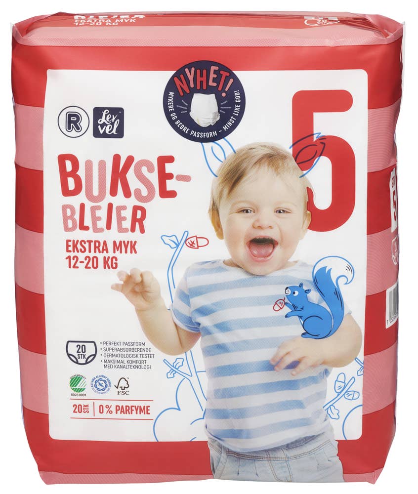 R Lev vel buksebleie Str. 5, 12-20 kg, ekstra myk