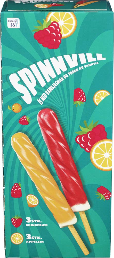 Eventyr Is Spinnvill bringebær & appelsin 6 stk