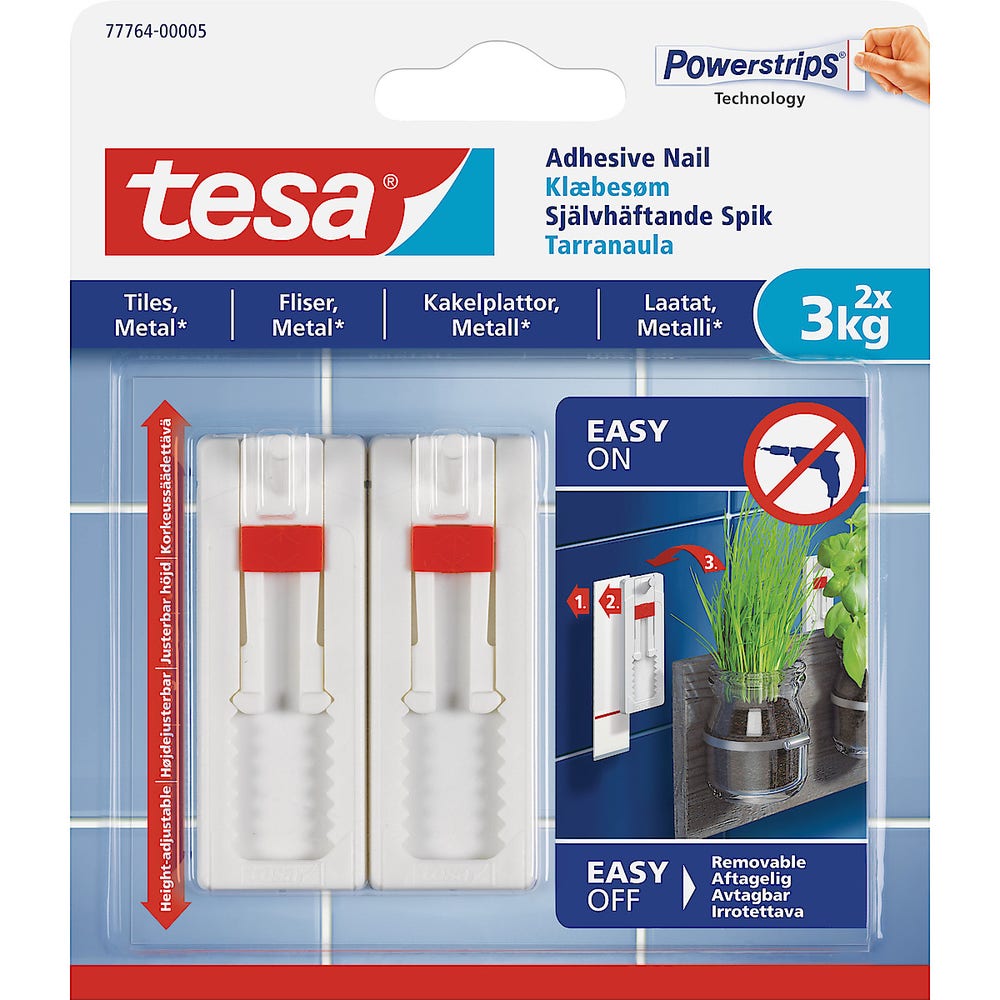 Tesa Selvheftende Krok Justerbar Fliser