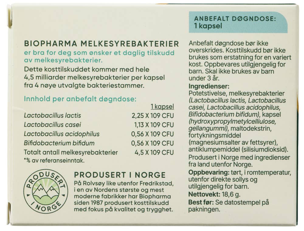 Biopharma Melkesyrebakterier 30 stk