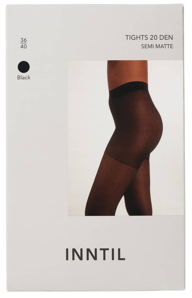 Inntil Strømpebukse 20 DEN Sort, str. 36-40, semi-matt