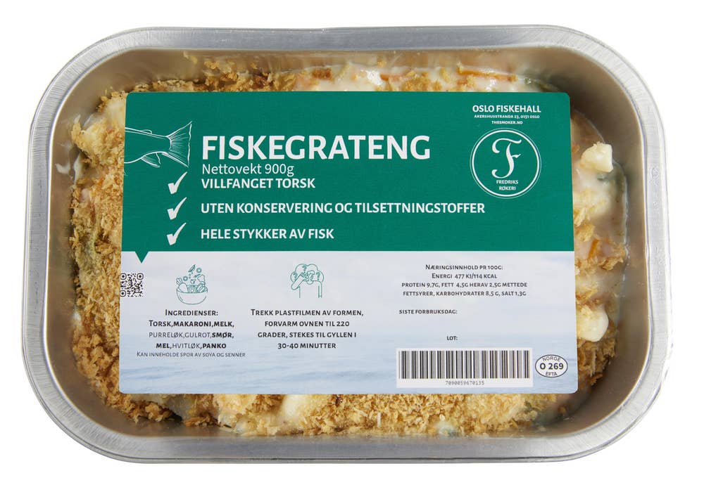 Fredriks Røkeri Fersk fiskegrateng
