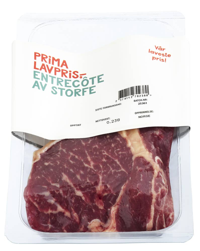 Prima Lavpris Entrecôte av storfe Botswana/Nambia