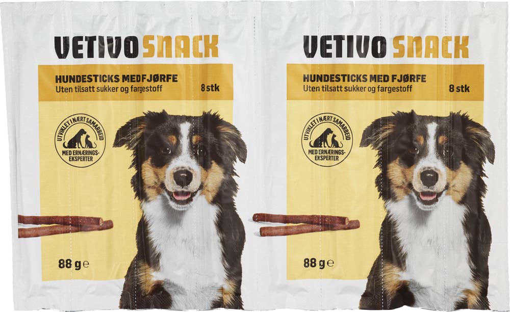 Vetivo Hundesticks med fjærkre 8 x 11g