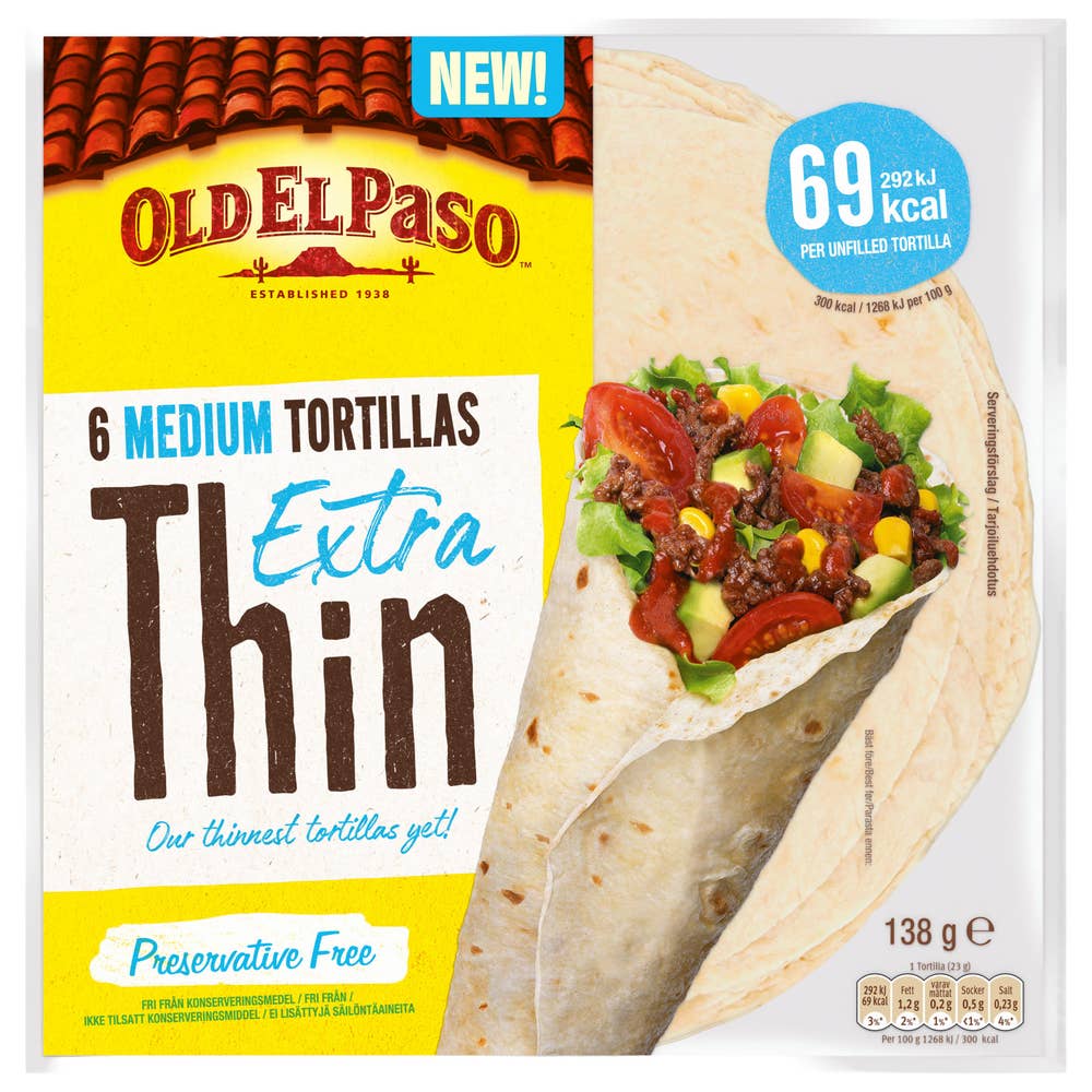 Extra tynne tortilla Medium, 138 g