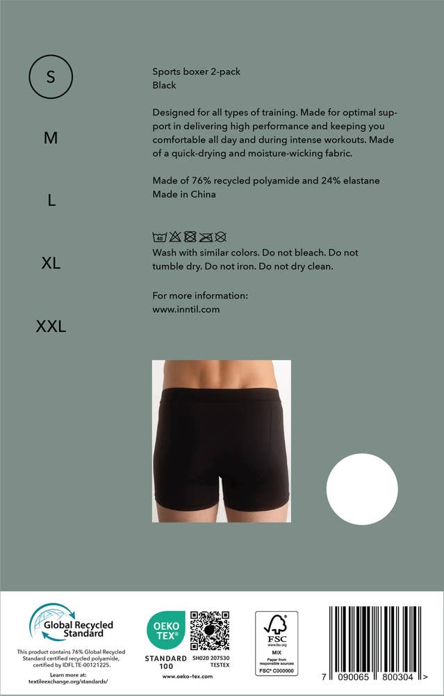 Inntil Sportsbokser Sort, str. S