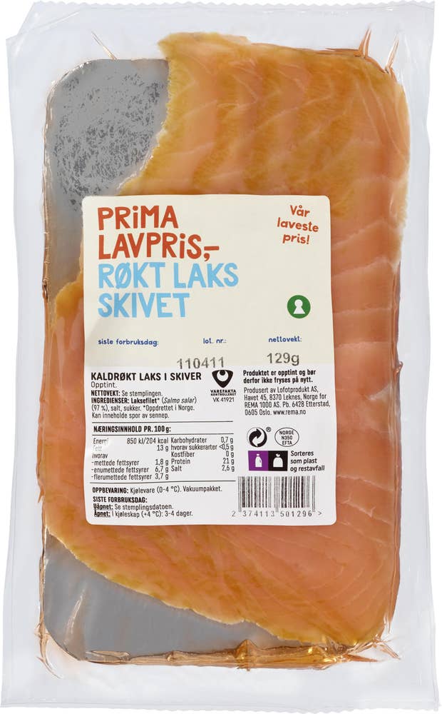 Prima Lavpris Skivet røkt laks