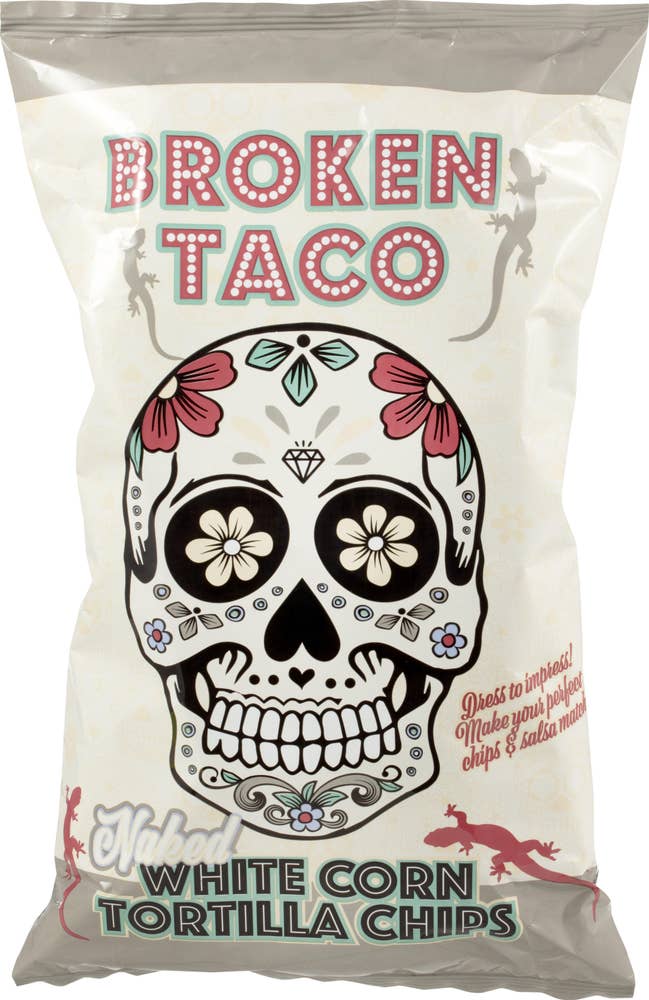 Broken Taco Naked White Corn Tortilla Chips Med salt
