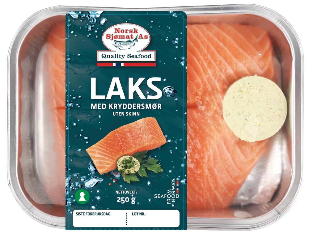 Norsk Sjømat AS Laks med kryddersmør Uten skinn, Partivare