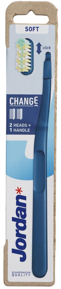 Jordan Tannbørste Change med 2 hoder Soft