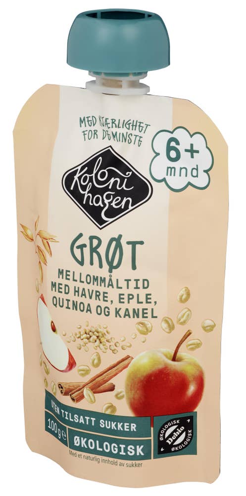 Kolonihagen Grøt med Havre, Eple, Quinoa & Kanel Fra 6 mnd, Økologisk