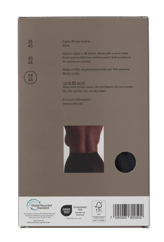 Inntil Strømpebukse Hold-In 40 DEN Sort, str. 44-48, semi-matt