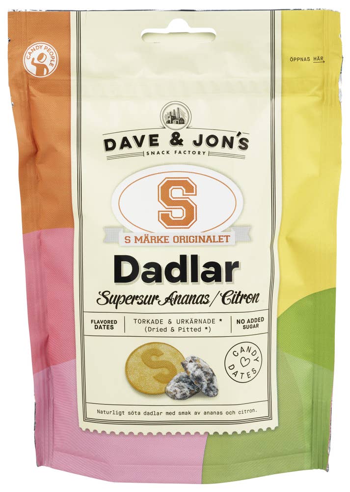 Dave & Jon's S-märke dadler Ananas og sitron