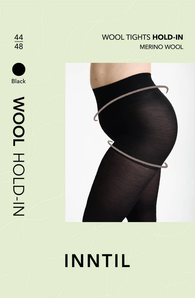 Inntil Ullstrømpebukse Hold-in Sort, str 44-48