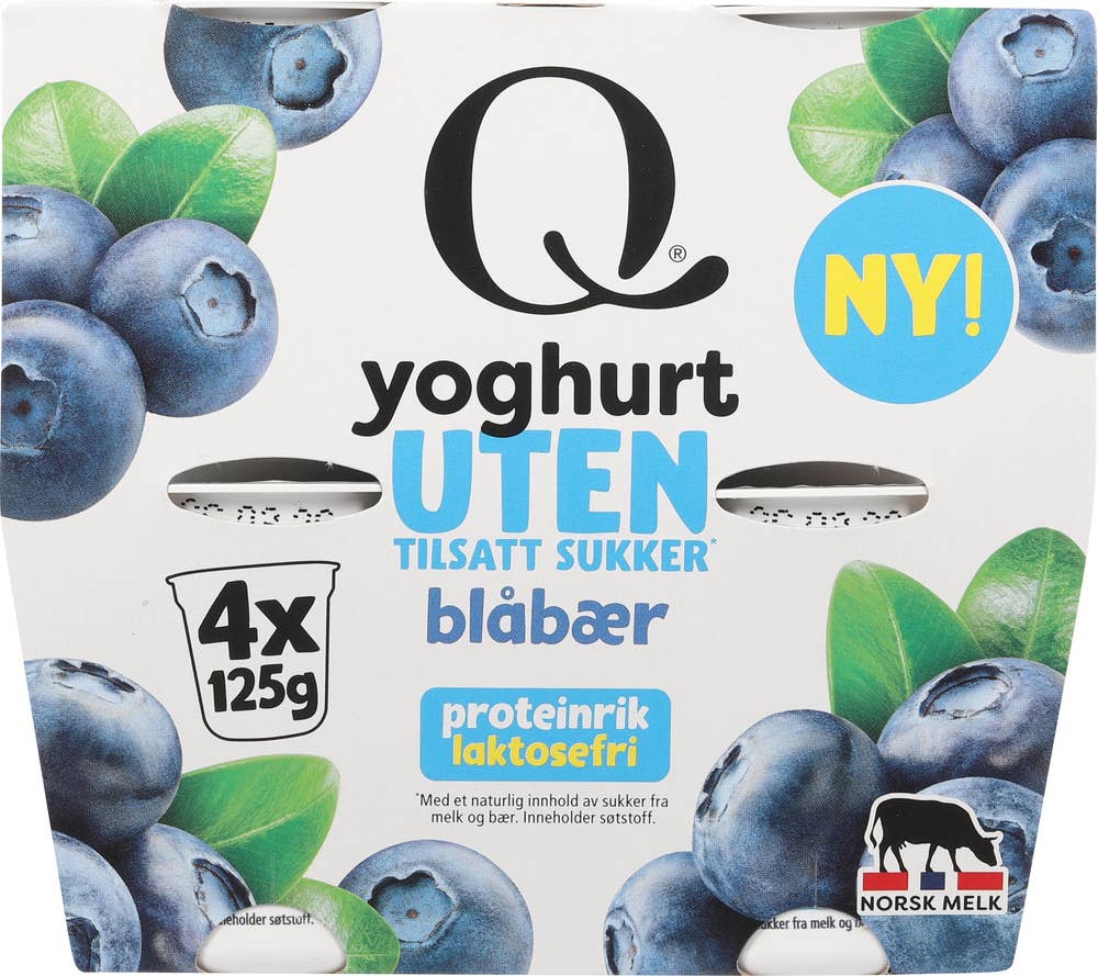 Q Yoghurt blåbær Uten tilsatt sukker, laktosefri