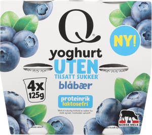 Q Yoghurt blåbær Uten tilsatt sukker, laktosefri