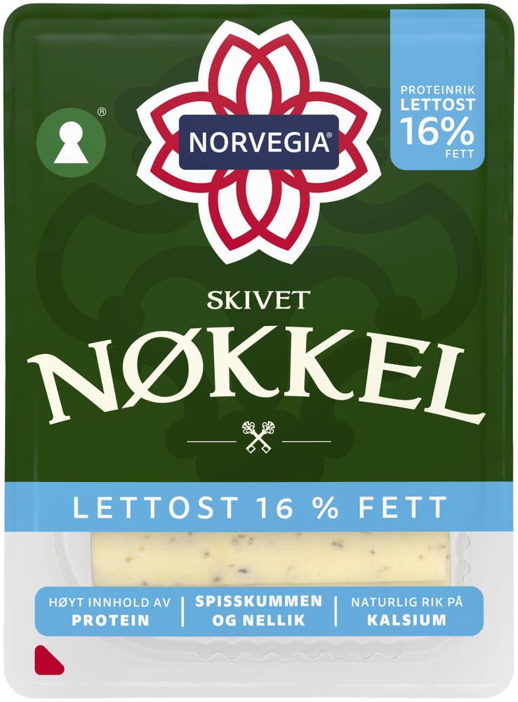 Norvegia nøkkel lett Skivet 16% fett, 150 g