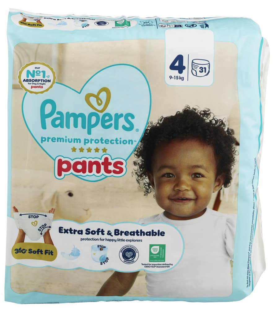 Pampers Buksebleie Premium protection Str. 4, 9-15 kg