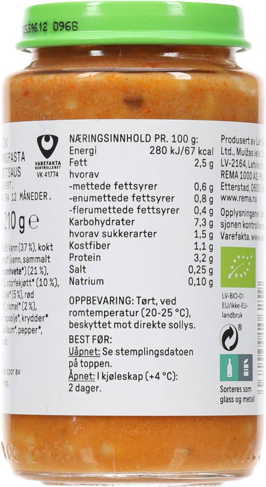 Kolonihagen Pasta bolognese Fra 12 mnd