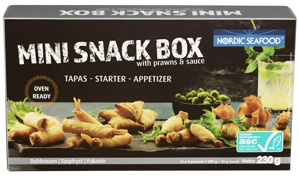 Nordic Seafood Mini snack box Med reker og saus