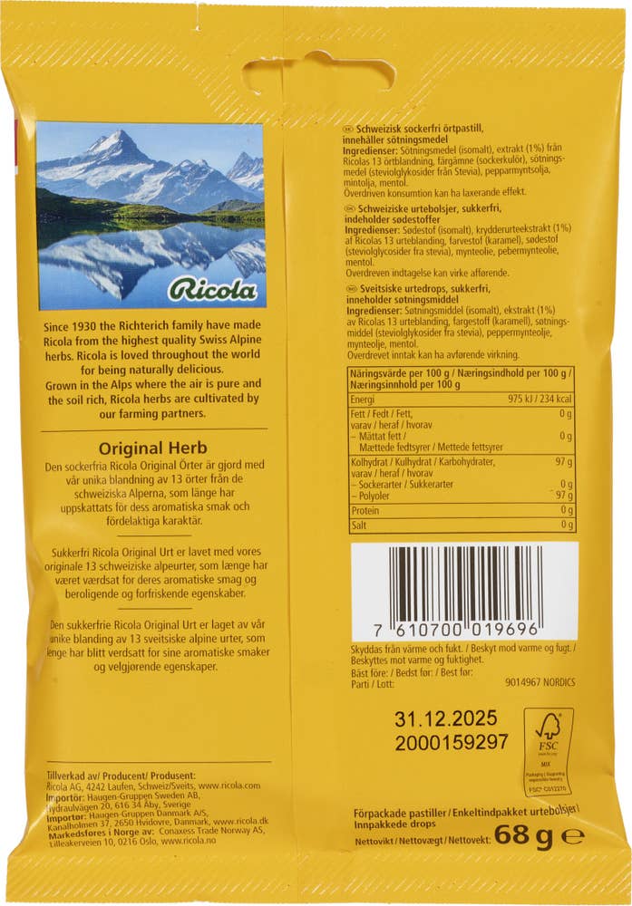 Ricola Original sukkerfri