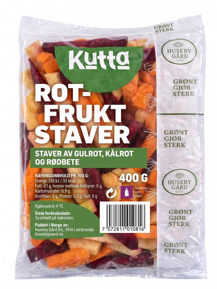 Huseby Gaard KUTTA Rotfrukt-staver Gulrot, kålrot og rødbete