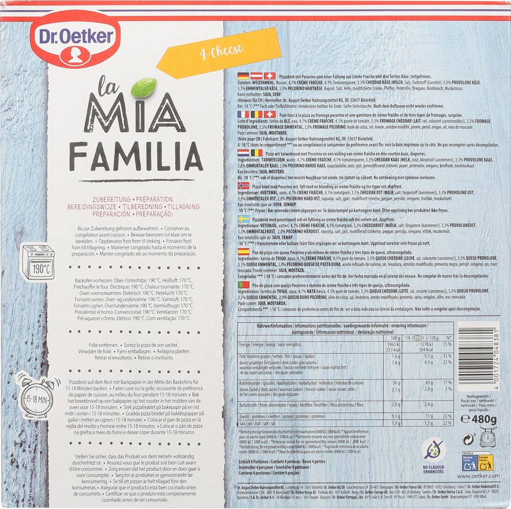Dr. Oetker La mia familia 4 Cheese Brytebrød