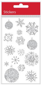 Festive Klistremerker til jul Sølv, 2 ark à 8,5 x 15 cm