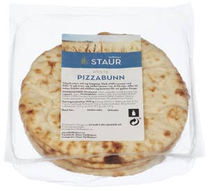 Staur Fjellbakeri Pizzabunn hvete 4stk, ca 16cm