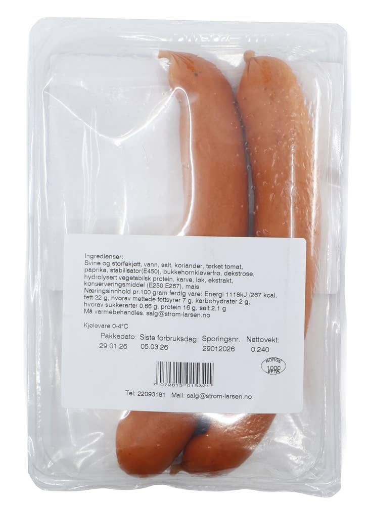 Strøm-Larsen AS American BBQ pølse Mais & Tomat