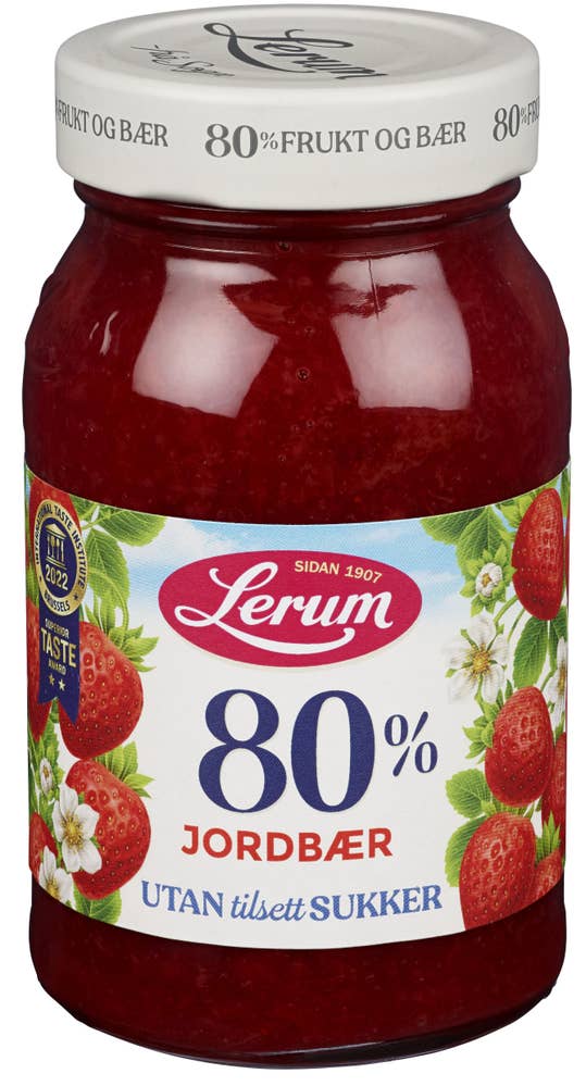 Jordbærsyltetøy 80% Uten Tilsatt Sukker, 330 g