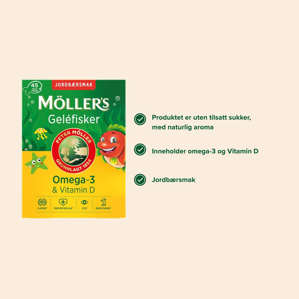 Möller's Geléfisker med jordbærsmak