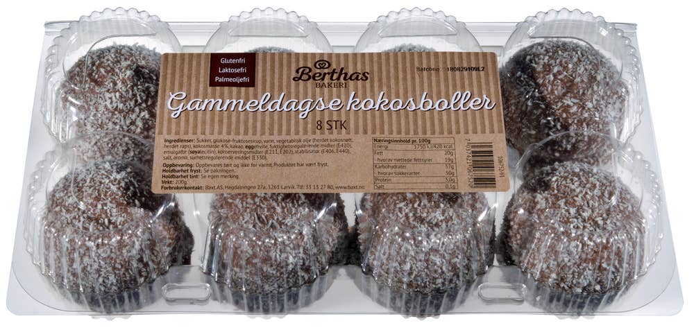 BERTHAS Gammeldagse kokosboller 8 stk