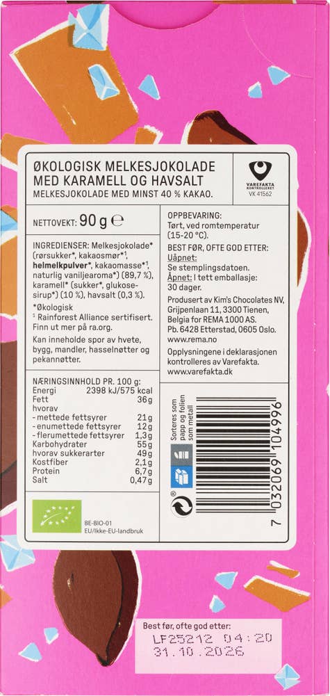 Kolonihagen Økologisk melkesjokolade med karamell og havsalt