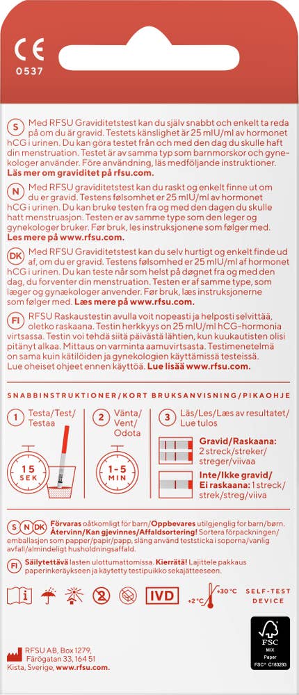 RFSU Graviditetstest rask 12 stk