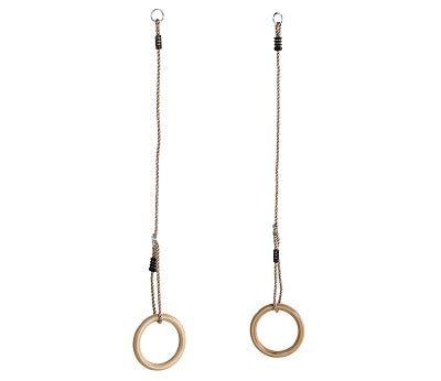 Sprell Gymringer i treverk med solid tau