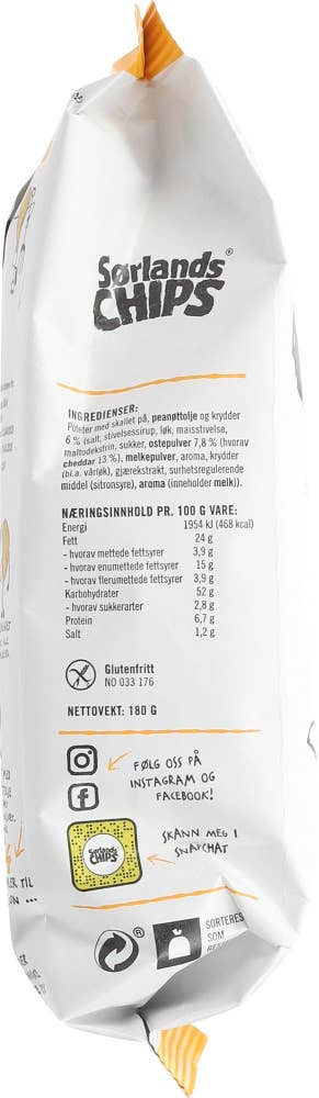 Sørlandschips Cheddar & vårløk