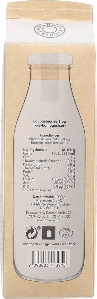Rørosmeieriet Syrna naturell Økologisk