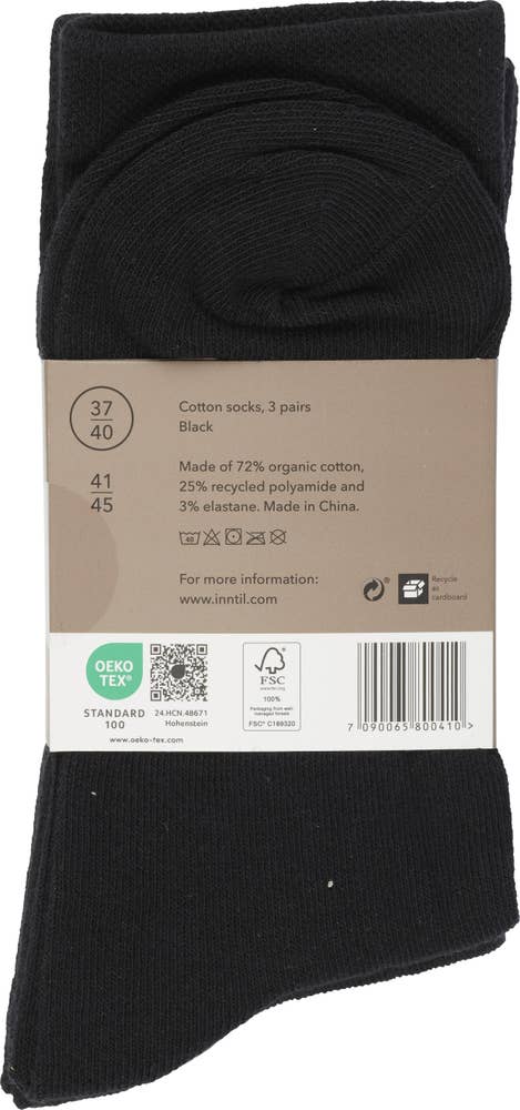 Inntil Sokker i bomull Sort, str. 37-40