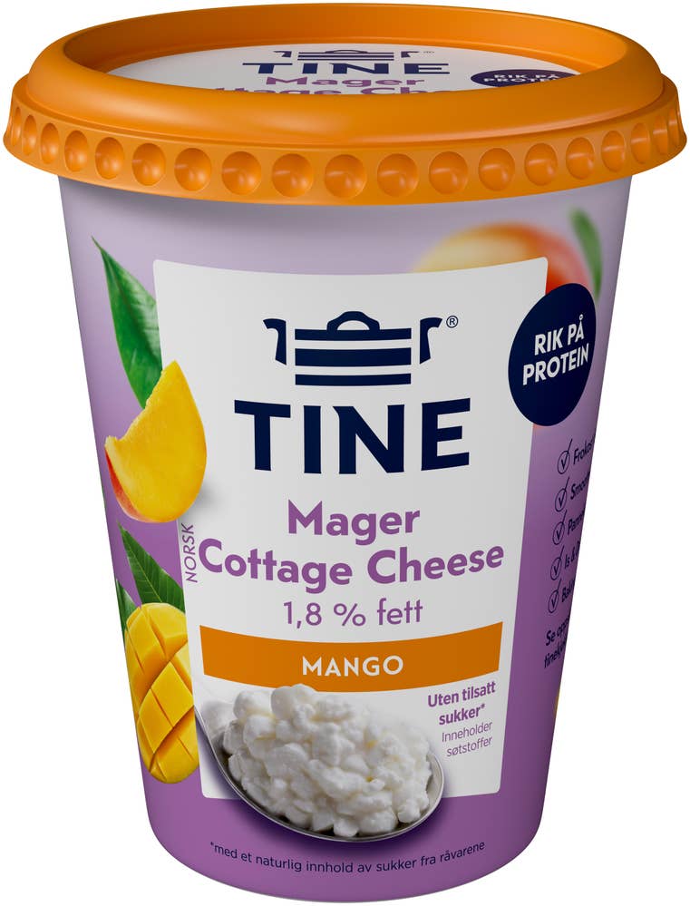 TINE Cottage Cheese mango Mager, uten tilsatt sukker