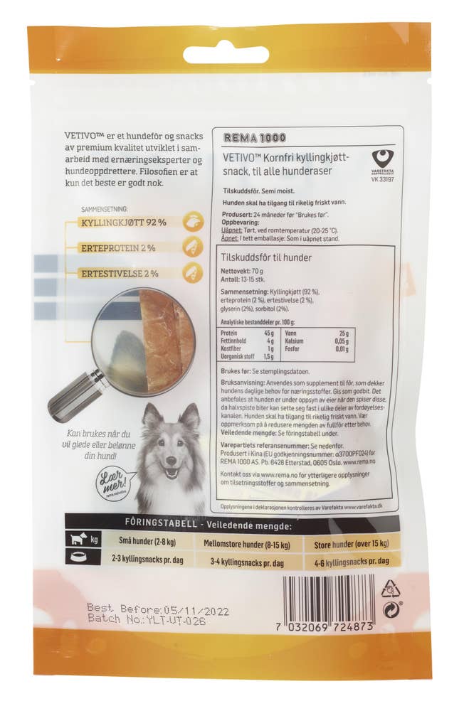 Vetivo Kyllingsnacks til hund