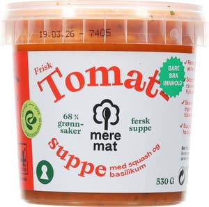 Mere Mat Suppe med tomat, squash og basilikum