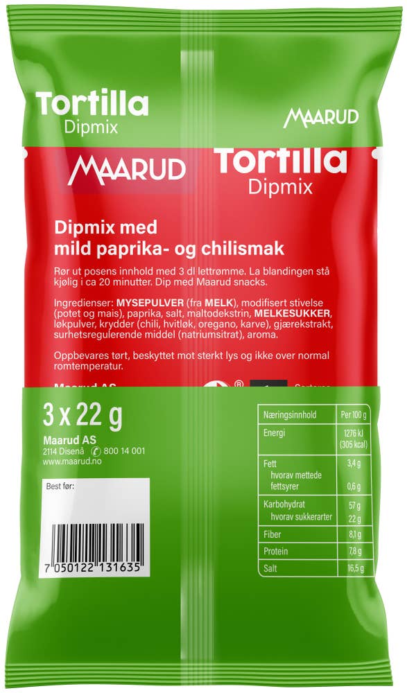 Maarud Tortilla dipmix 3 x 22 g
