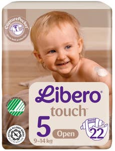 Libero Touch åpen bleie Str. 5, 10-14kg