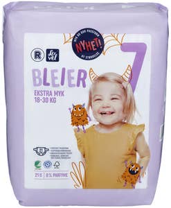R Lev vel ekstra myke bleier Str. 7, 18-30 kg