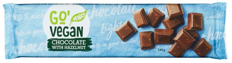 Go’Vegan Plantebasert Lys Sjokolade Med hasselnøtter