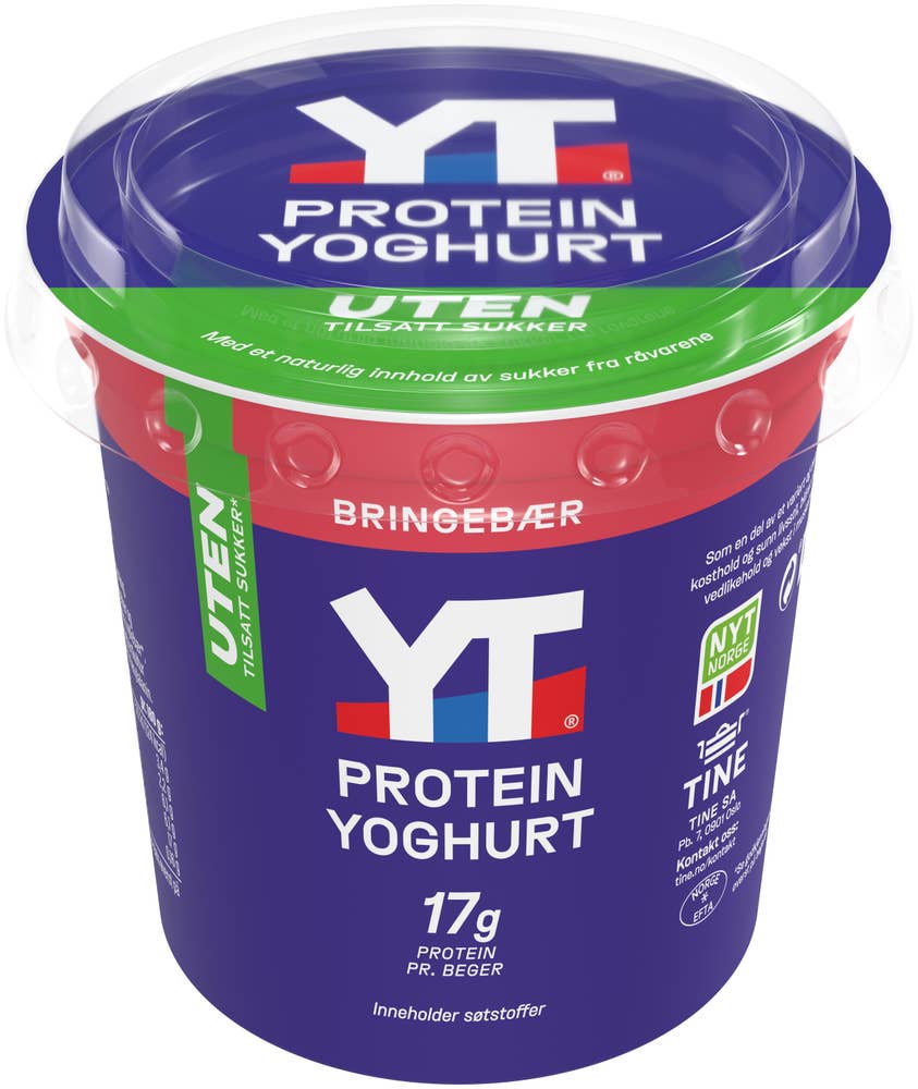 TINE YT proteinyoghurt Bringebær