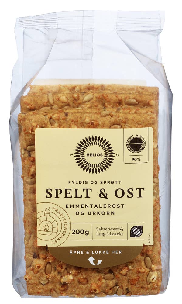 Helios Knekkebrød Spelt & Ost Økologisk